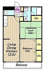 シャングリラコスモ 5階2LDKの間取り
