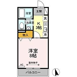 Kハイム 1Kの間取図画像
