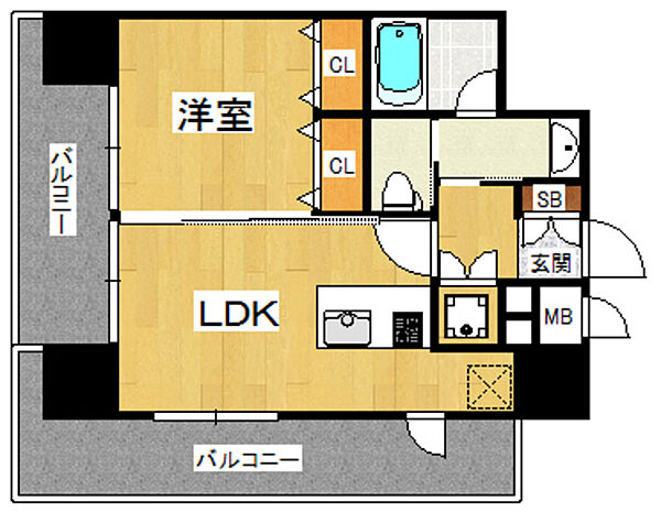 プライムアーバン博多 407｜福岡県福岡市博多区美野島２丁目(賃貸マンション1LDK・4階・34.83㎡)の写真 その2