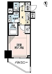 プレール・ドゥーク東新宿3 1Kの間取図画像