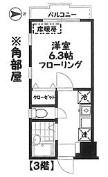 HGS府中イースト ワンルームの間取図画像