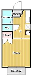 ハイツたかせ 1Kの間取図画像