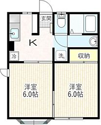 メゾンサンセール 2DKの間取図画像