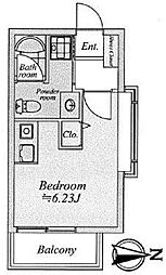 本郷菊富士レジデンス 2階ワンルームの間取り