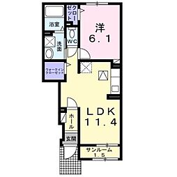 ウェルス　松江北 1階1LDKの間取り