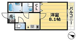 グランデ六甲道 1Kの間取図画像