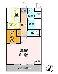 セレニティーホームズA 1Kの間取図画像