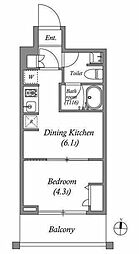 江東区亀戸2丁目マンション 1DKの間取図画像