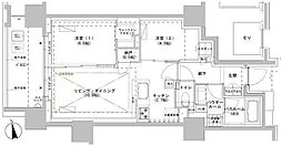 パークスフィア牛込神楽坂 8階2LDKの間取り