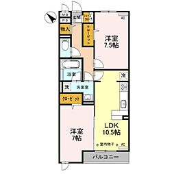 クレードルわかば 2LDKの間取図画像