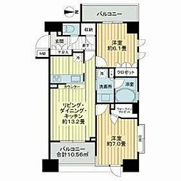 サンクタス森下 8階2LDKの間取り