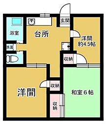 スカイハイツ2 3DKの間取図画像