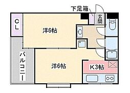 アンフィニー福重 2DKの間取図画像
