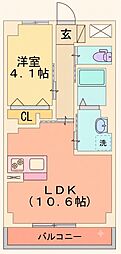 パーチェガーデン2 1LDKの間取図画像