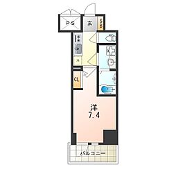Sレジデンス千里丘 1Kの間取図画像