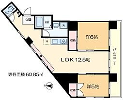 ヴィラ　トライデント 8階2LDKの間取り