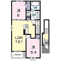 サイプレス　III 2階2LDKの間取り