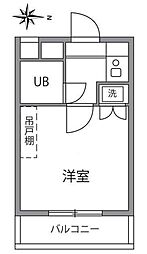 クレール八雲 3階1Kの間取り