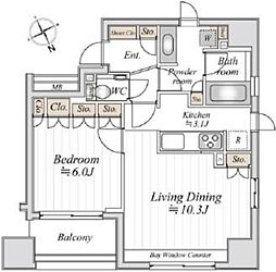 ドゥーエ銀座イースト2 1LDKの間取図画像
