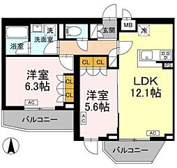 ロイジェント上板橋 2LDKの間取図画像