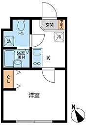 パラッツォ・ボニータ 1階1Kの間取り