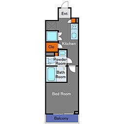 アルテシモ　アクレ 2階1Kの間取り