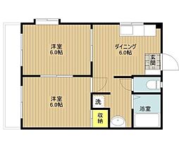 コーポベルシップ 1階2DKの間取り