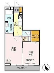 サニークロスZ 3階2Kの間取り