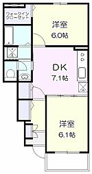 ベル・アンジュ2 2DKの間取図画像