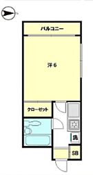 ベルエアー南長崎 1Kの間取図画像