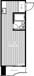 勝鬨ハイデンス 8階ワンルームの間取り