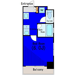 東京メトロ日比谷線 茅場町駅 徒歩1分の賃貸マンション 5階1Kの間取り