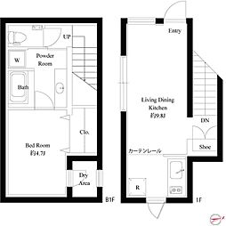 スクエアコート早稲田 1階1LDKの間取り
