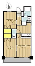 シャルムコート相模原 5階2LDKの間取り