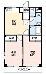 サンシティイワキ 2DKの間取図画像