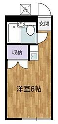 美しの森ハウスA棟 ワンルームの間取図画像