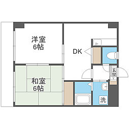 日之出ビル多の津 2DKの間取図画像