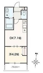ＦＥＬＧＲＩＡ元加治 3階1DKの間取り