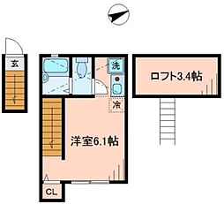 パティシオン駒込 2階ワンルームの間取り