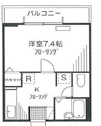 アチェーロ中村橋 3階1Kの間取り
