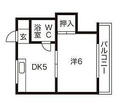 コーポ吉田 2階1DKの間取り
