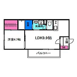 エトワール阿倍野 3階1LDKの間取り