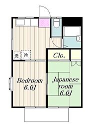 ペアーグリーンB 2DKの間取図画像