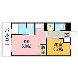 リード桜坂 1DKの間取図画像