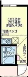 ユナイト和田町スウィーツアンサンブル ワンルームの間取図画像