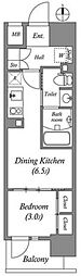 コスモグラシア三ノ輪 1DKの間取図画像
