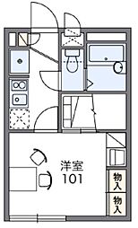 レオパレスHtwo 1Kの間取図画像