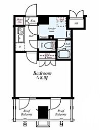 プレール・ドゥーク千歳烏山 5階1Kの間取り