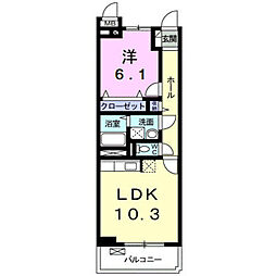 アルバ2 1LDKの間取図画像