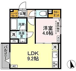 セレスティア羽沢A棟 1LDKの間取図画像